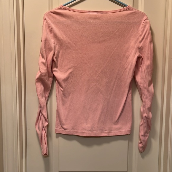 Pink ruched sleeves knit cotton top Size small - Picture 6 of 6